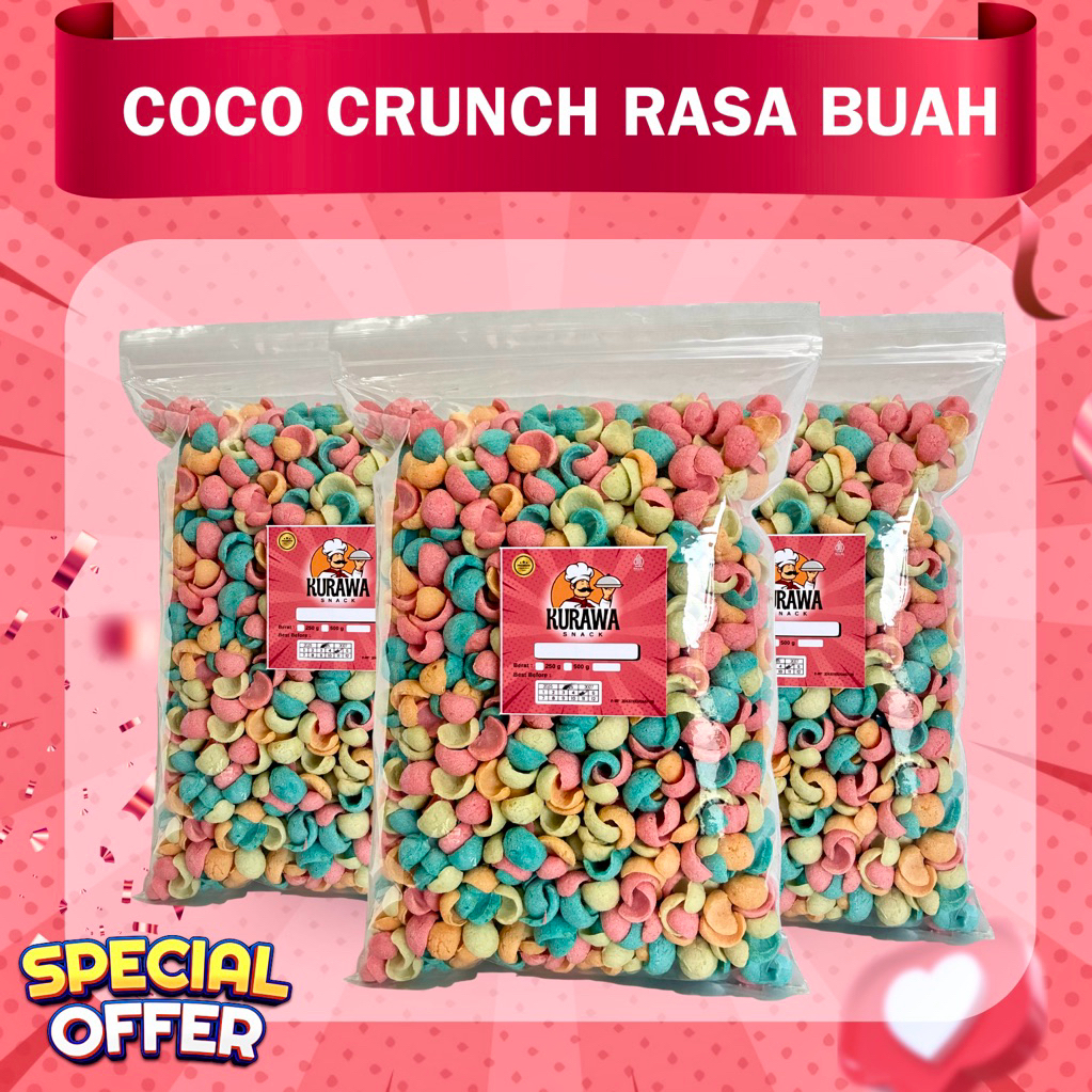 

Dloops coco crunch ras buah buahan fruity flavor renyah dan manis snack cemilan manis