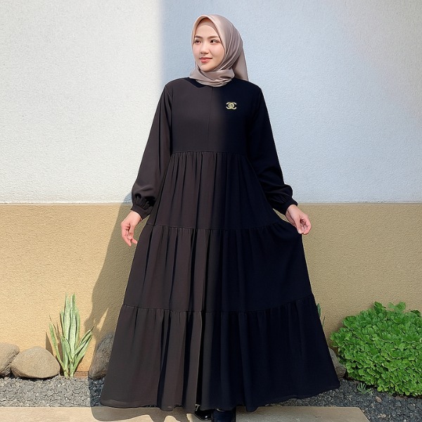 Gamis 3 Susun / Dress Ceruty Serut Umpak / Dress Wanita / Gamis Polos - Ceruty Babydoll Best Seller