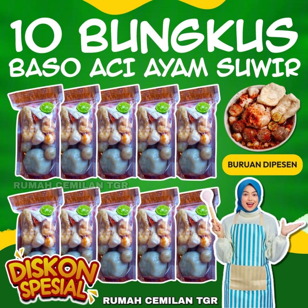 

10 Bungkus Baso Aci Ayam Suwir Pedas Paket Hemat