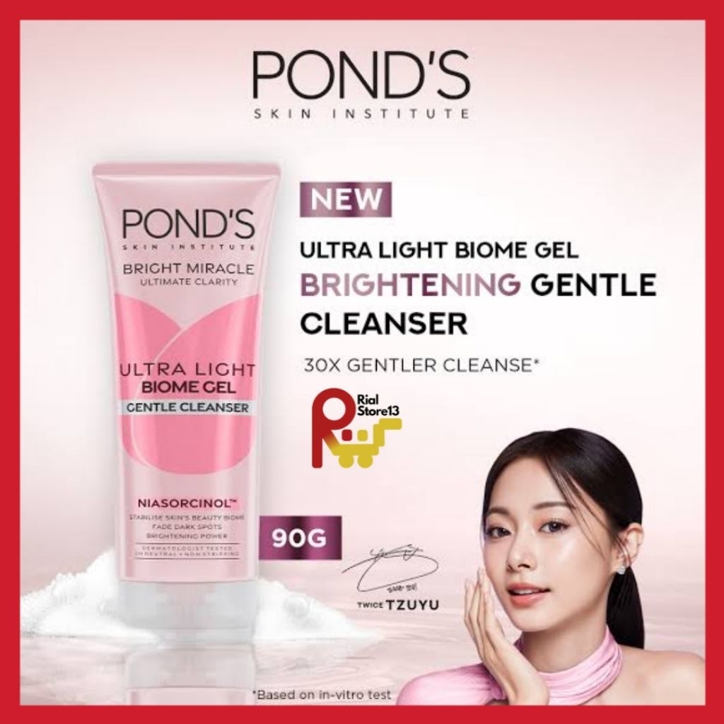 Pond's Bright Pink Miracle Ultra Light Biome Gel Gentle Cleanser 90gr-BRIGHTENING Pembersih Wajah fa