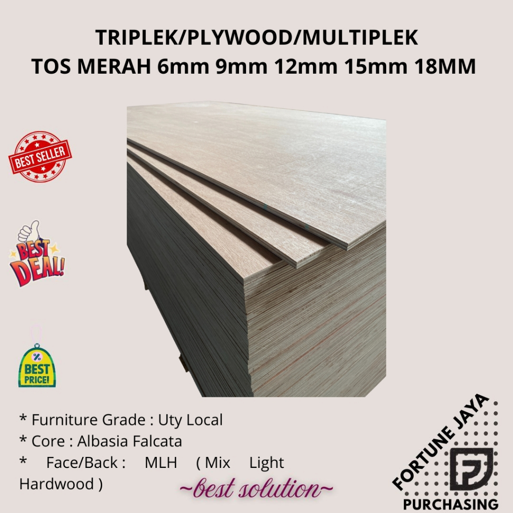 Triplek Plywood Multiplek Tos Merah 18mm | isi 50 lembar