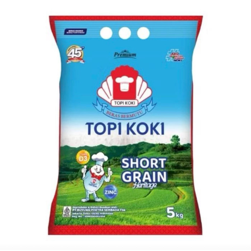 Beras Cap Topi Koki Premium Beras Bermutu 5 Kg Biru