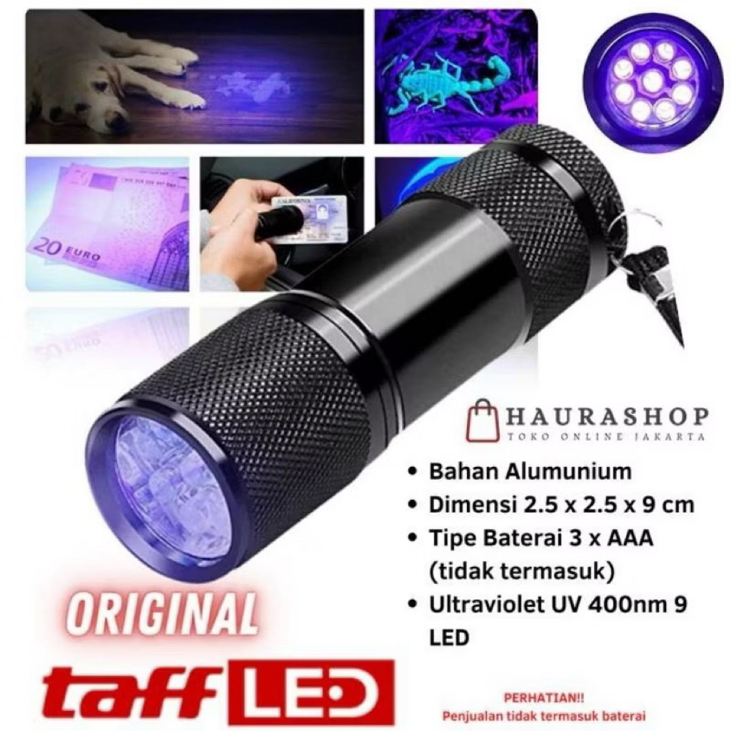 Senter LED Mini Ultraviolet UV 400 mm 9 LED - Senter Ultraviolet UV