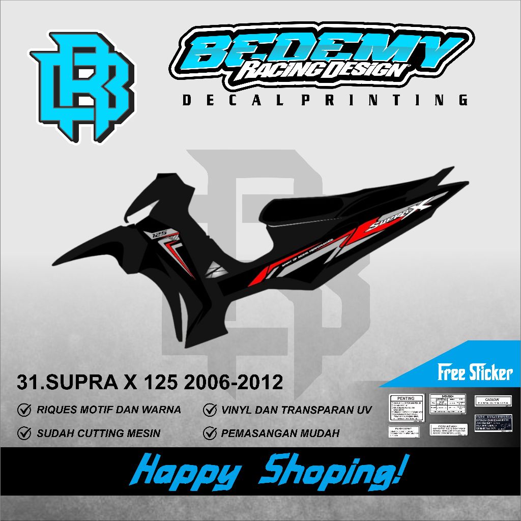 Striping Variasi SUPRA X 125 2006-2012 Transparan MAXDECAL  Motorcycle
