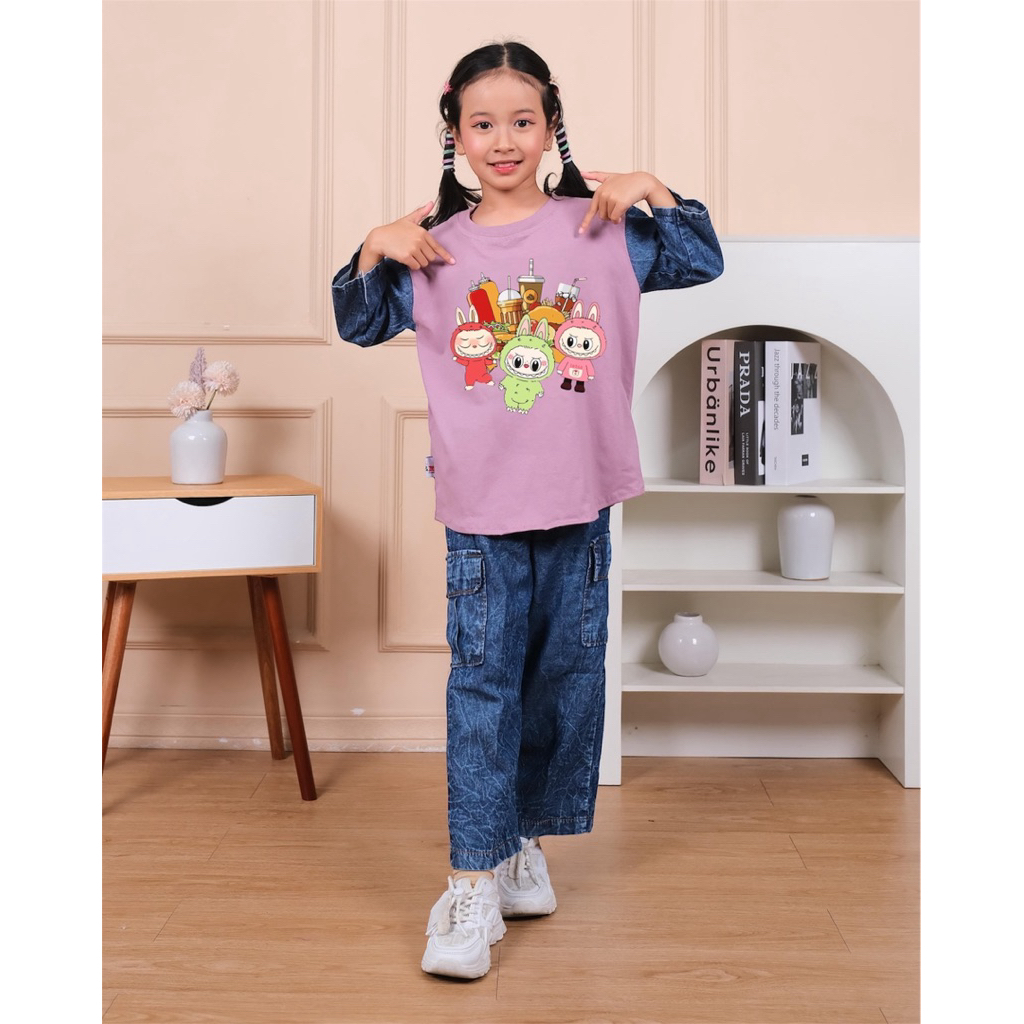 Setelan Anak Perempuan Levis Cargo Baju Kaos motif Baju Anak Kekinian 2025 Setelan Anak Perempuan Lu