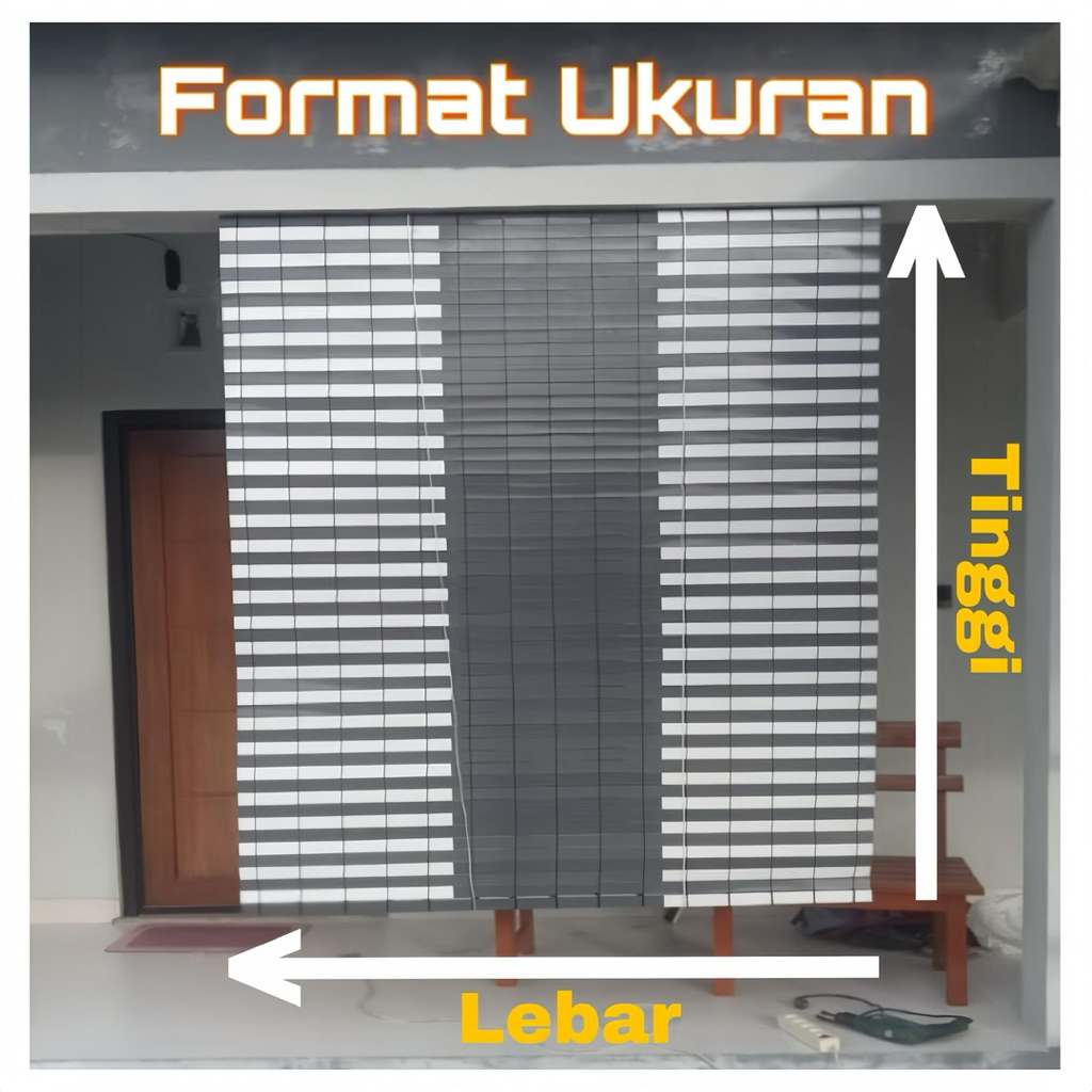 Tirai kerai kere kerey kerai outdor PVC estetik lebar 2,5 Meter (N)