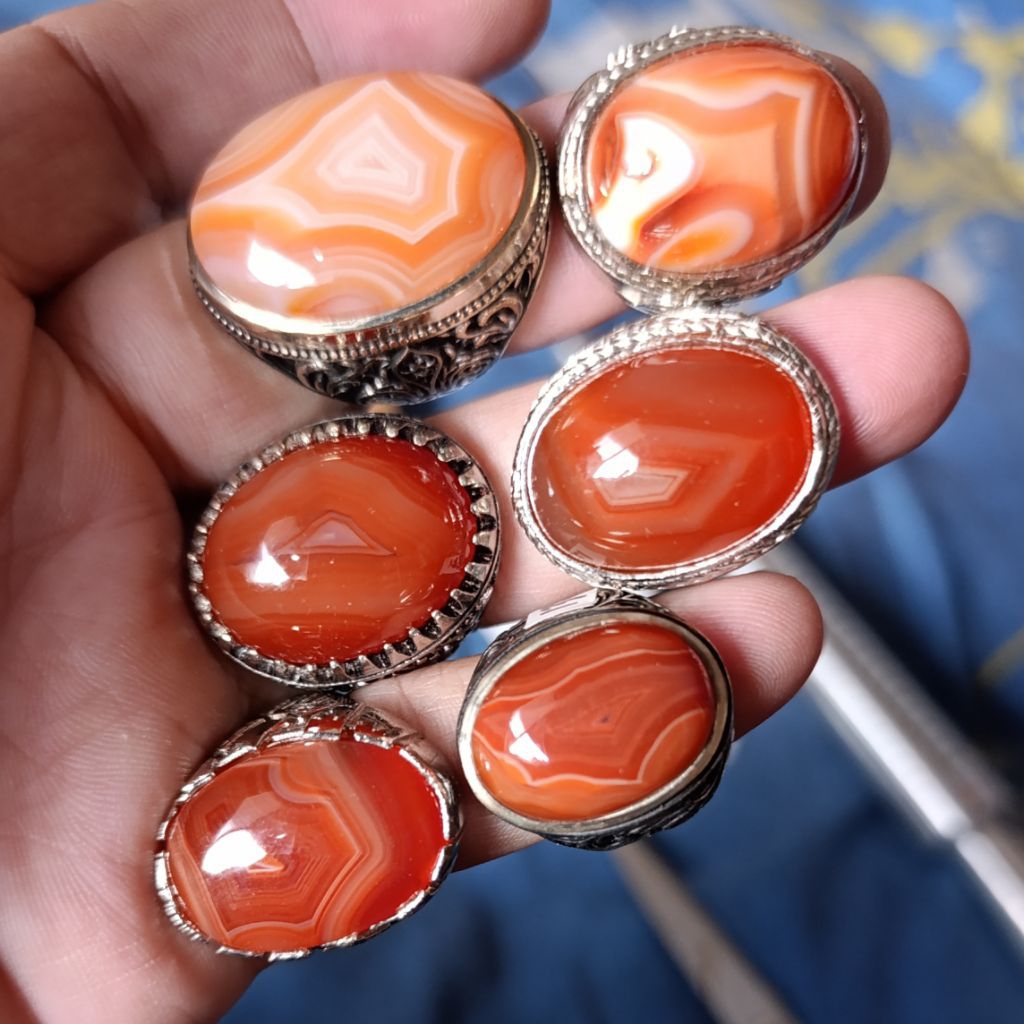 CA 138 Cincin Akik Batu Kalsedon Motif Sulaiman Kantong semar Asli Natural