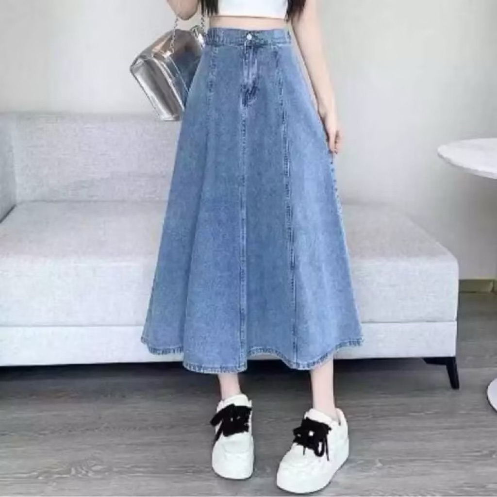 Rok Jeans Kekinian 2025/ Rok A line panjang / Rok A Line Jeans panjang/ Rok A line denim/ Rok A line