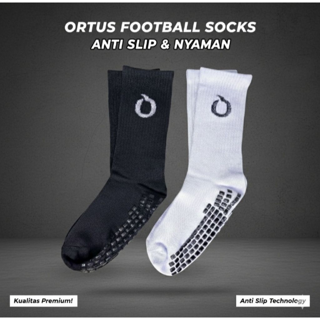 Kaos Kaki Futsal Ortuseight Antislip Original Motif Polos Hitam Putih Unisex
