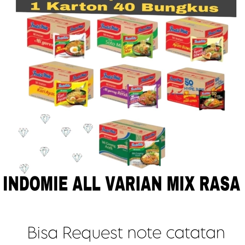 

Mie Indomie All varian 1 dus Bisa Mix / Campur Rasa isi 40 Pcs