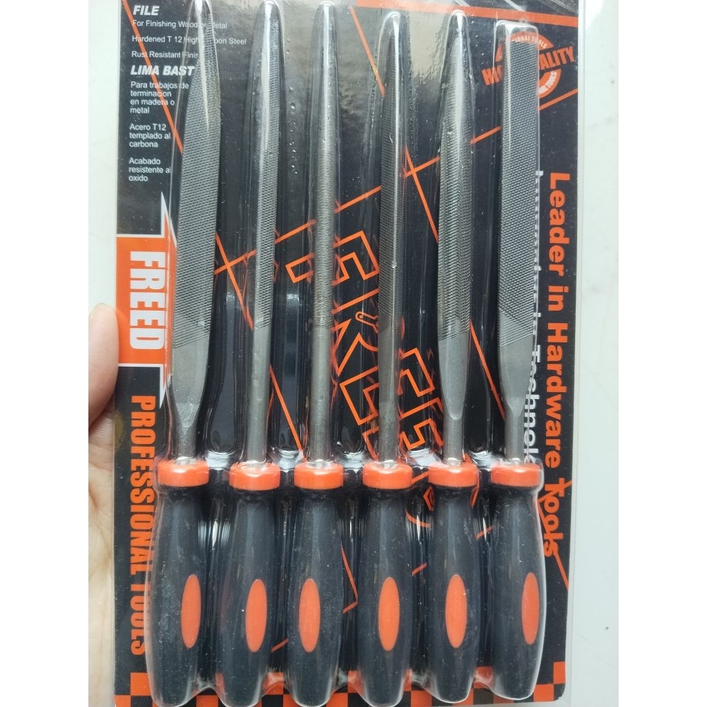 Kikir Besi Emas set 6 pcs FREED / Kikir Besi Gagang Karet set 6pcs FREED / Alat Kikir Emas Besi 18cm