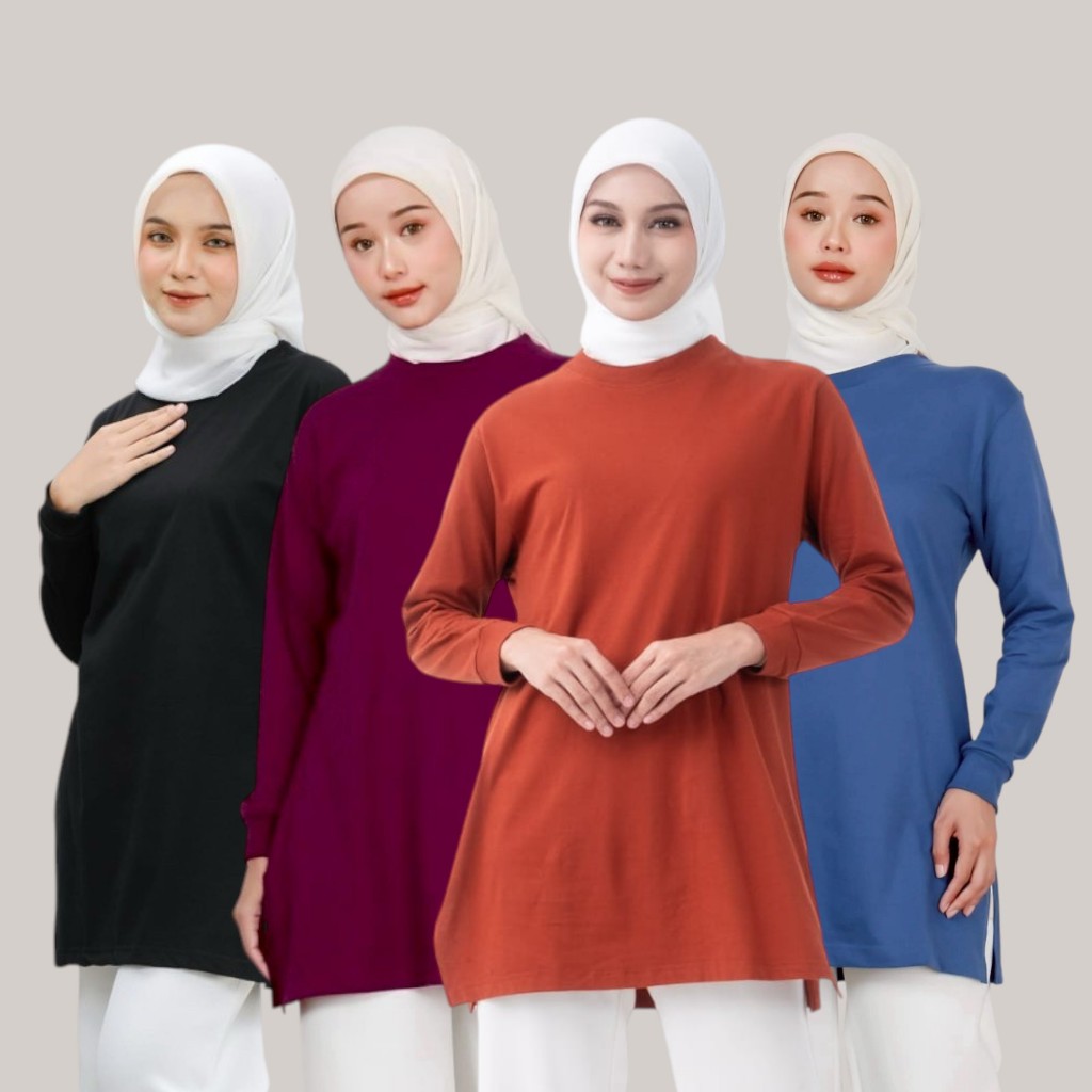 Tunik Polos Jumbo Oversize Bahan Kaos Katun Premium | Fashion Wanita Muslimah Kekinian