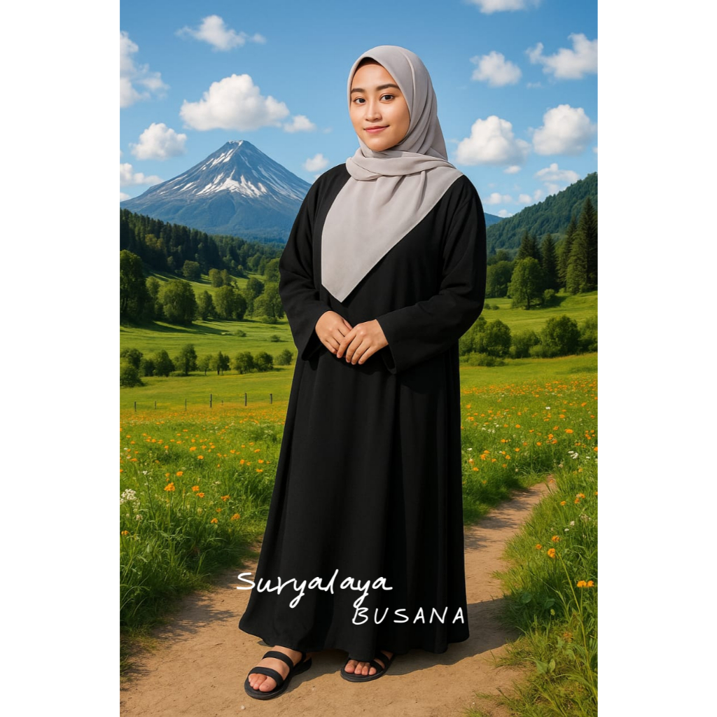Suryalaya Busana [Size XXL] Inner Maxi Dress Lengan Panjang Gamis Basic