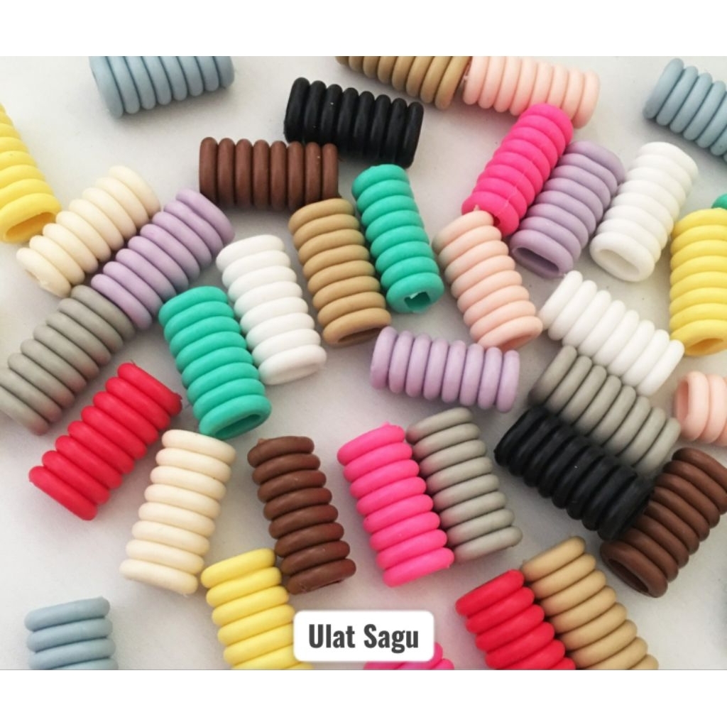 

5 pcs Aplikasi rubber ulat sagu mix warna pengganti sampul paracord