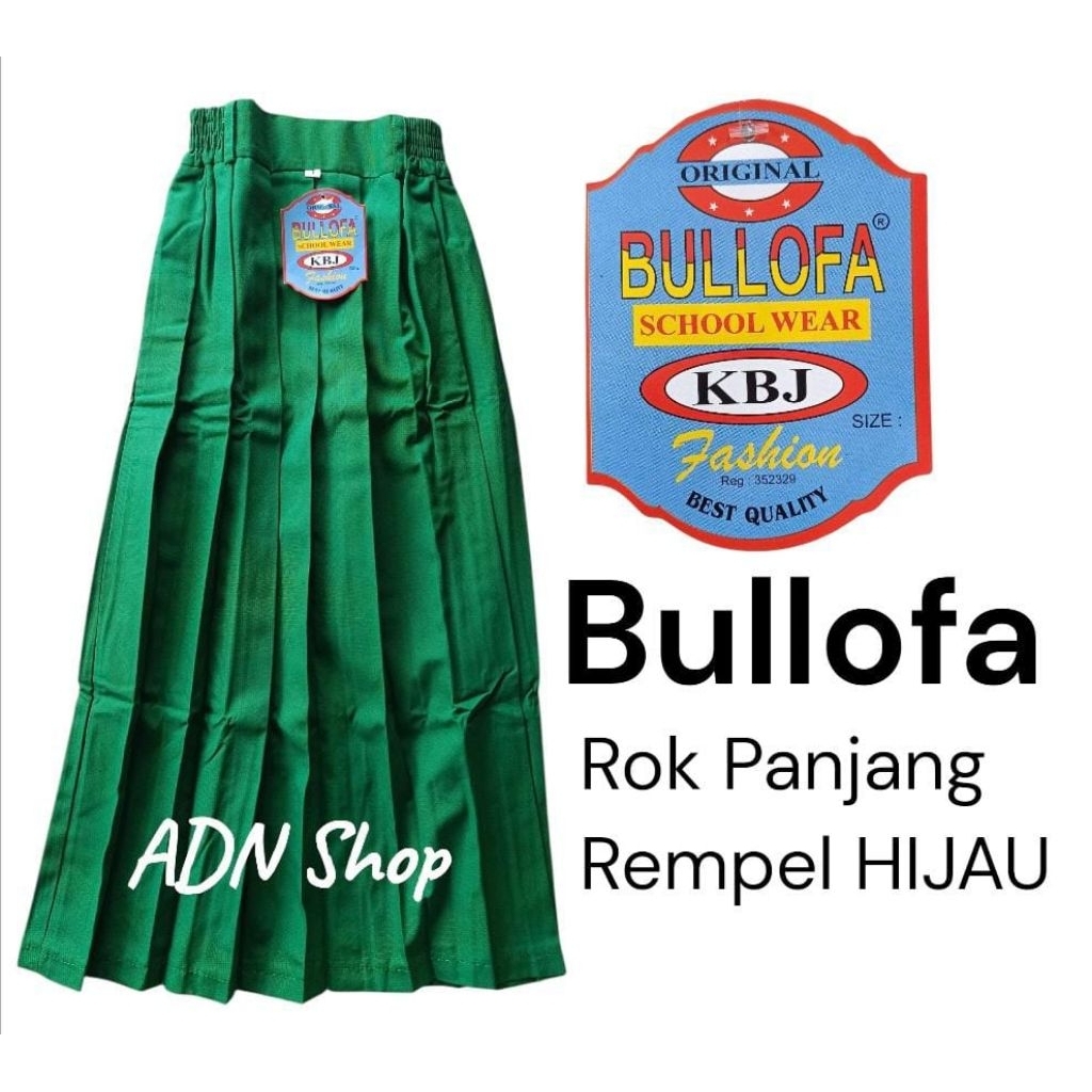 Rok Sekolah | Rok Hijau | Rok Panjang Rempel HIJAU | Merek Bullofa