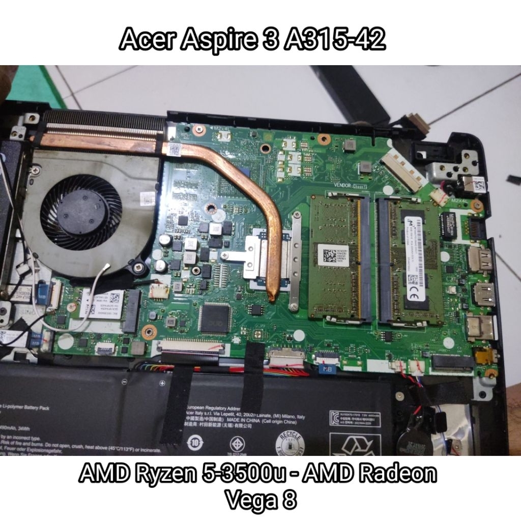 Mobo Motherboard Laptop Acer Aspire 3 A315-42 AMD Ryzen 5 3500 no minus