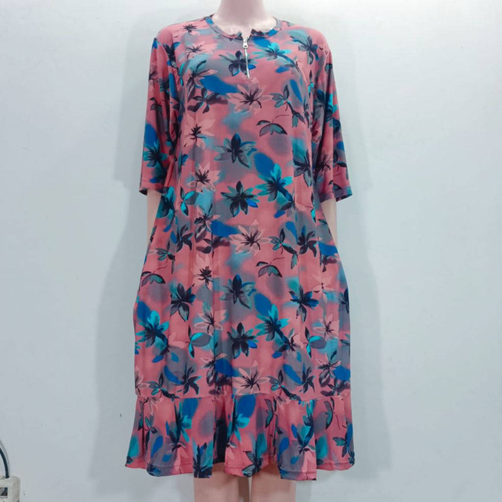 Daster jersey korea busui super jumbo panjang sebetis