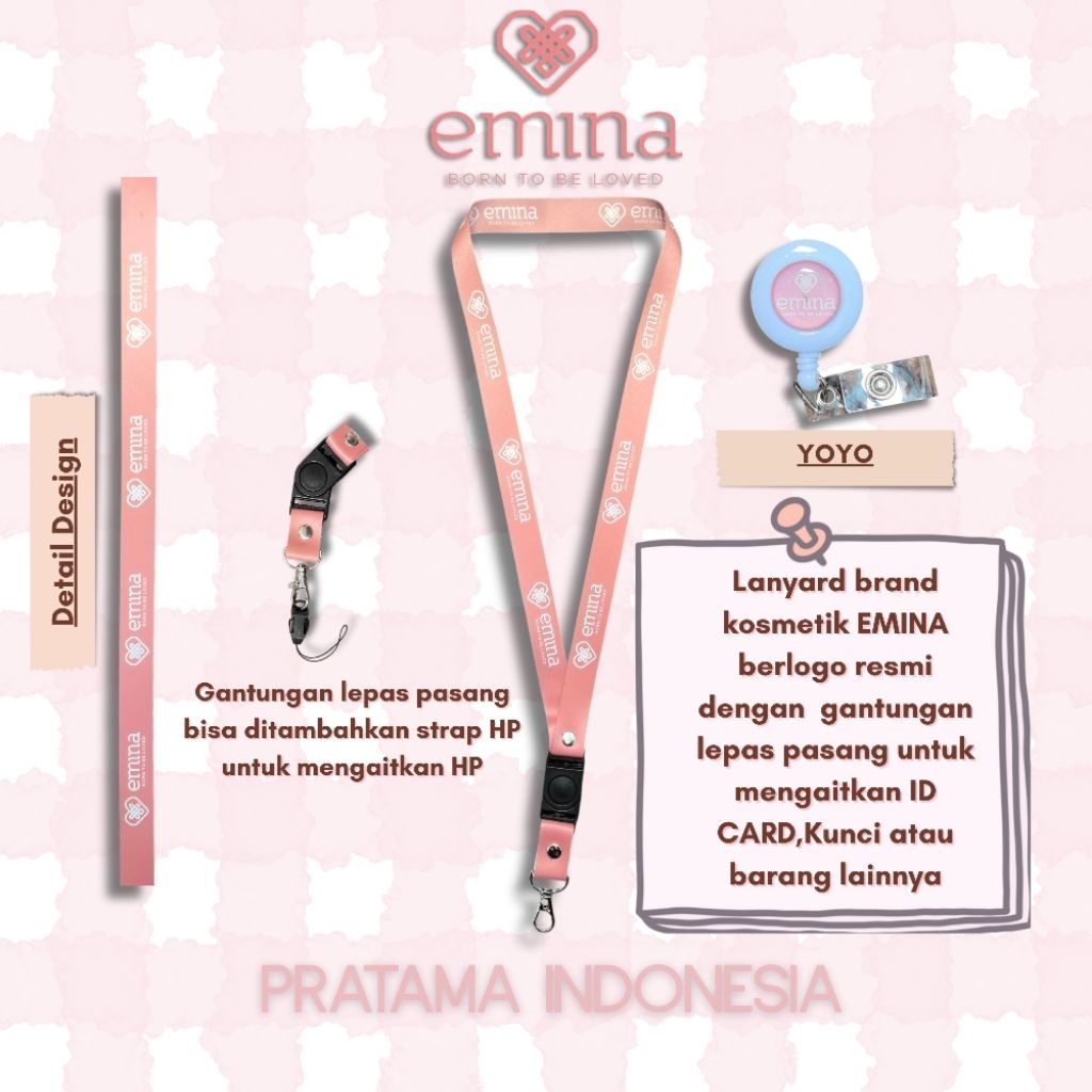 

Tali emina free holder kulit pink stock melimpah