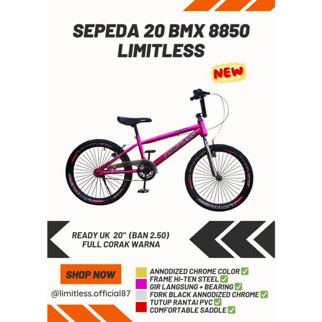 Sepeda Anak Laki Cowo 20 BMX 8850 LIMITLESS / Sepeda Murah / Sepeda Anak Dewasa