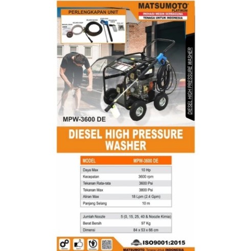 MATSUMOTO MPW-3600DE High Pressure Power Sprayer Jet Cleaner