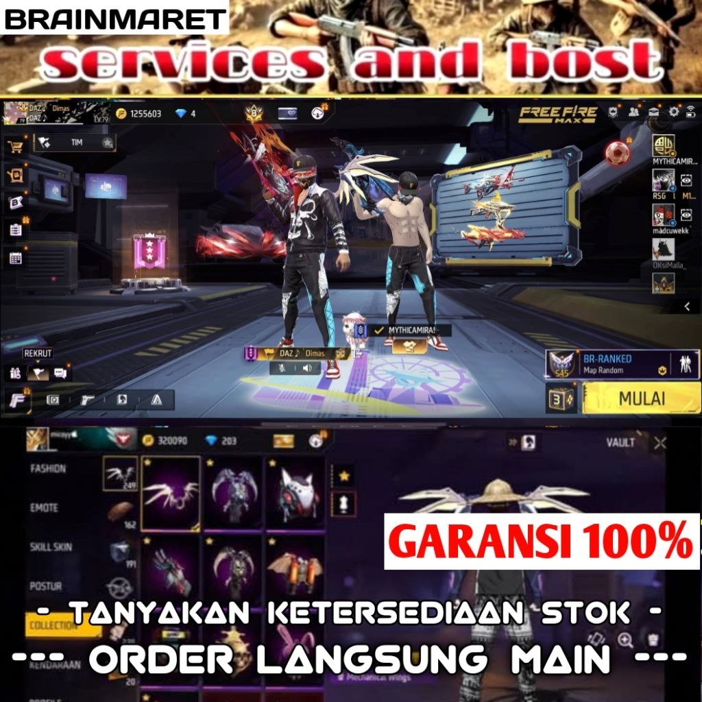 AKUN SULTAN FF ANDROID MEWAH