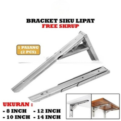 Engsel Siku L Lipat Meja Lipat Siku L Bracket Tatakan Rack Rak Ambalan Kayu Dinding Stainles