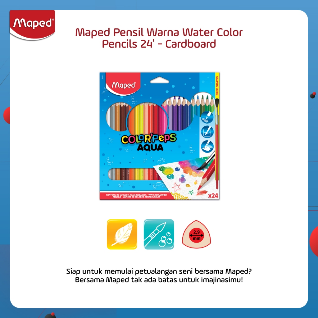 

Maped Pensil Warna Water Color Pencils 24' - Cardboard
