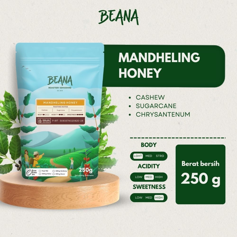 

Beana Roastery - Mandailing Honey Arabica Coffee Roasted Beans | Biji Kopi Bubuk 250gr