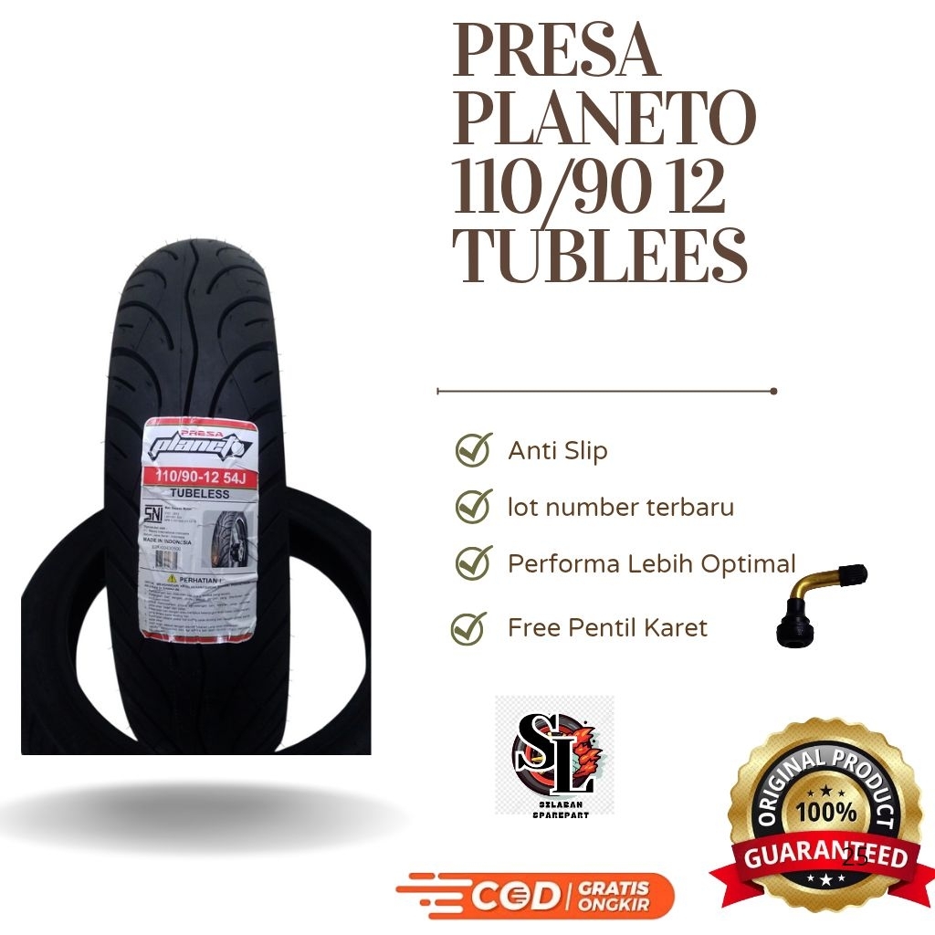 BAN TUBLESS PRESA 110/90 12 FREE PENTIL