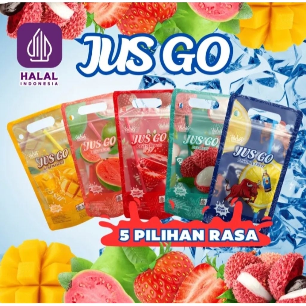 

COD Halal Jus Buah JUS GO 12 Pcs (5 Rasa) - Segar Kental Siap Minum, Pouch Praktis Tanpa Es, Aman untuk Anak & Dewasa, Cocok untuk Bekal Kantor Liburan
