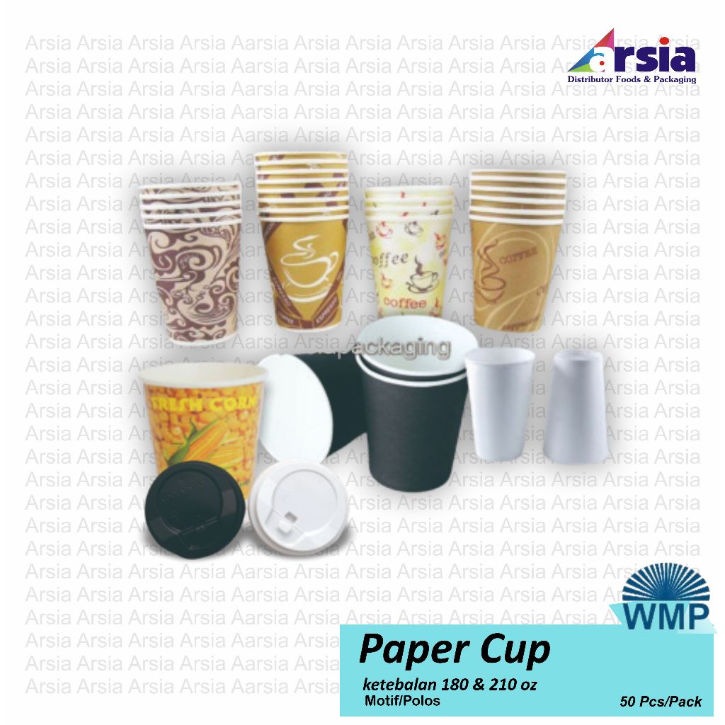 Paper cup/Gelas kopi /Tutup 6.5 Oz / 8 Oz WMP (Arsiapackaging)