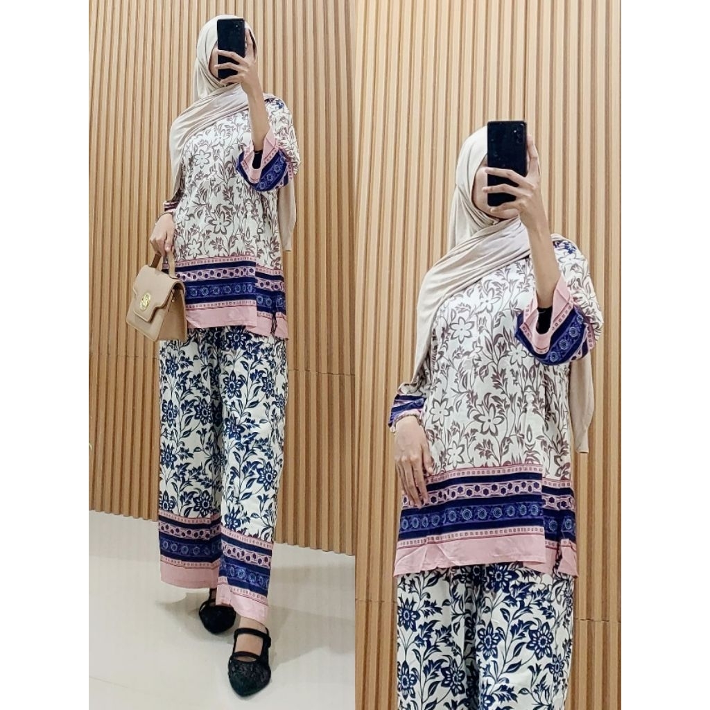 ONE SET  KULOT RAYON MOTIF KEKINIAN // SET PAJAMAS VIRAL