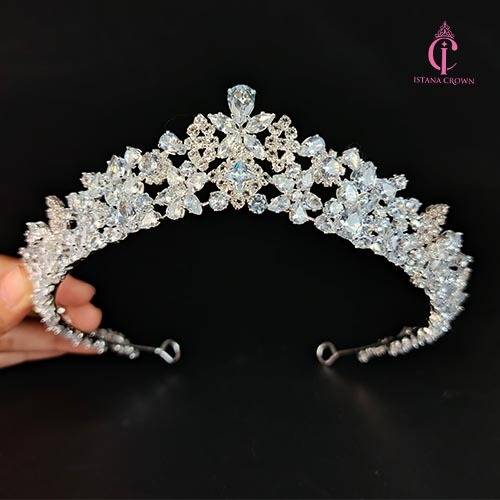 Madison Zircon Crown -  Mahkota Pengantin Mini Murah Zirkon Aurel Panjang Sampe Telinga - Wedding Cr