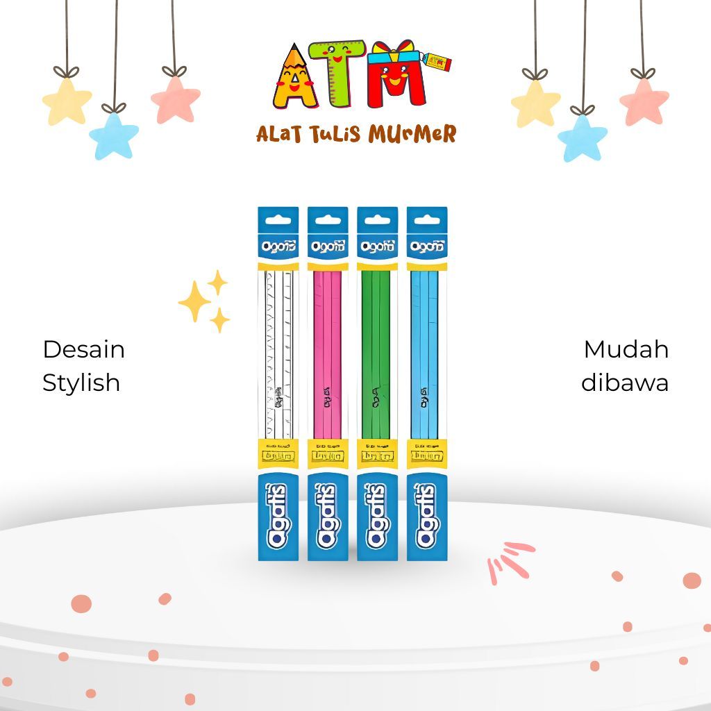 

penggaris 30 cm clear/ruler 30 cm/penggaris warna warni 30 cm/penggaris agatis plastik clear 30 cm