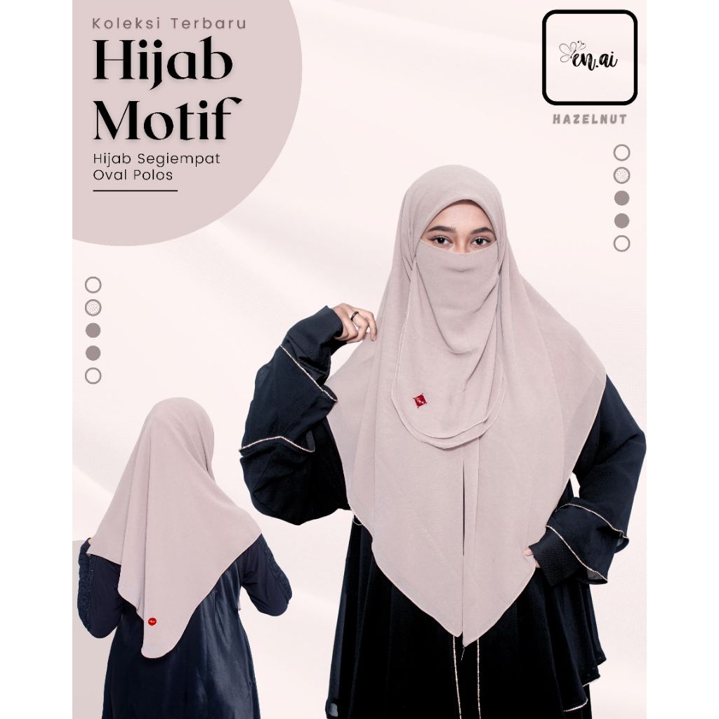 hijab segiempat oval polos/Khimar ziper/Khimar resleting/Khimar polos oval