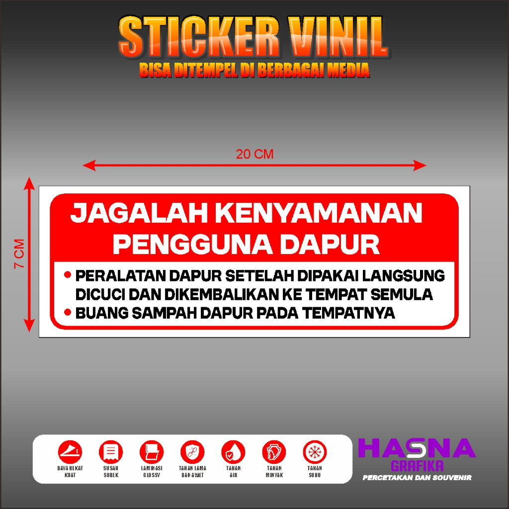 Sticker Jagalah Kebersihan Dapur / Stiker Dilarang Berantakan / Stiker Jaga Kenyamanan Dapur