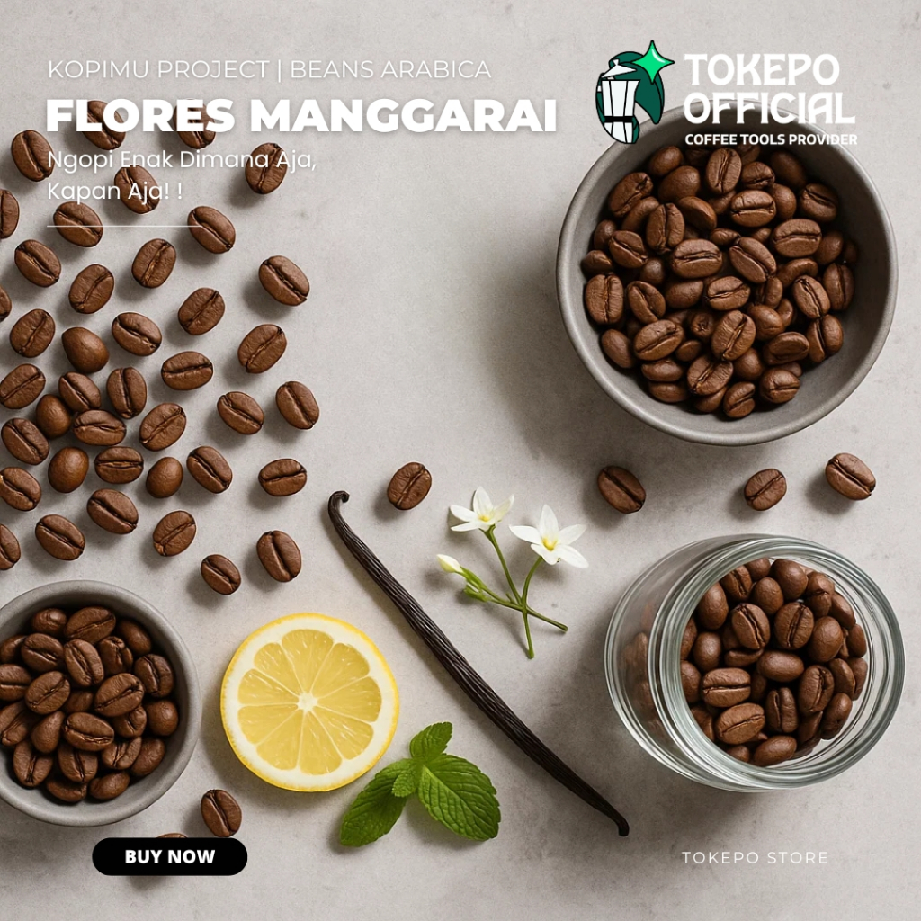 

Kopimu Project Biji Kopi Flores Manggarai 100% Arabica Coffee beans Filter Medium Roast Anaerob Natural Process | Floral Citrus Minty Vanilla Creamy