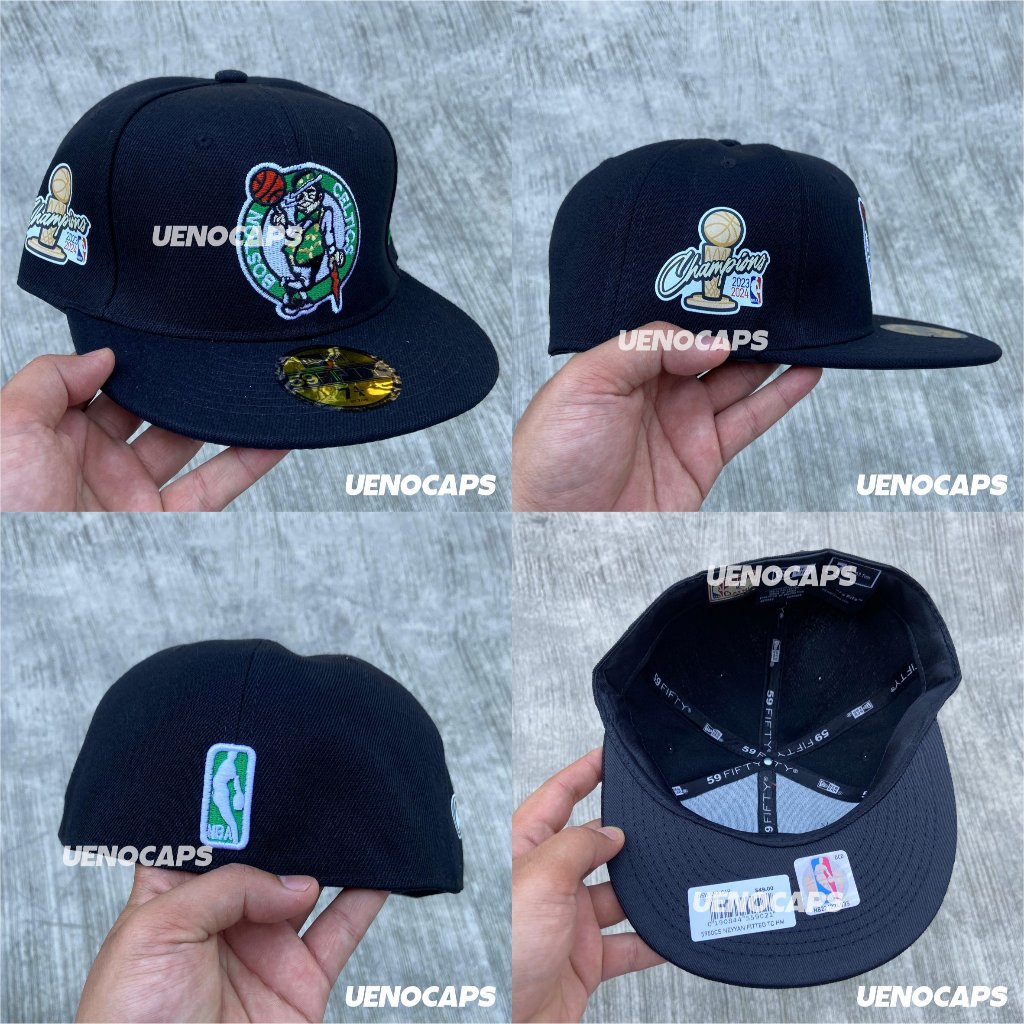 Topi Snapback Fitted Boston Celtics Champions NBA Black Bordir Build Up Caps Aksesoris Pria Wanita