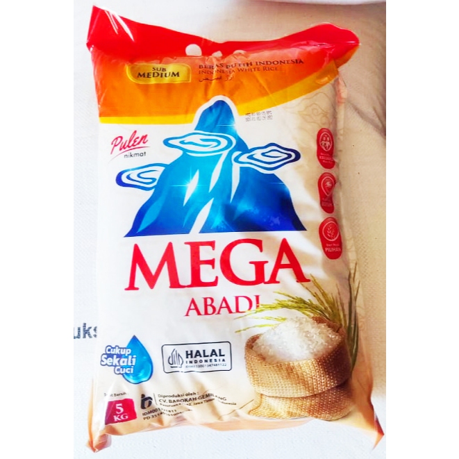 

Beras Putih Sub Medium Cap Mega Abadi Orange 5 kg