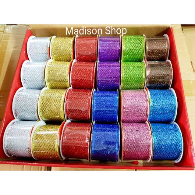 

PITA NATAL KAWAT GLITER DEKORASI PARCEL NATAL MURAH HIASAN POHON NATAL GROSIR PITA MURAH