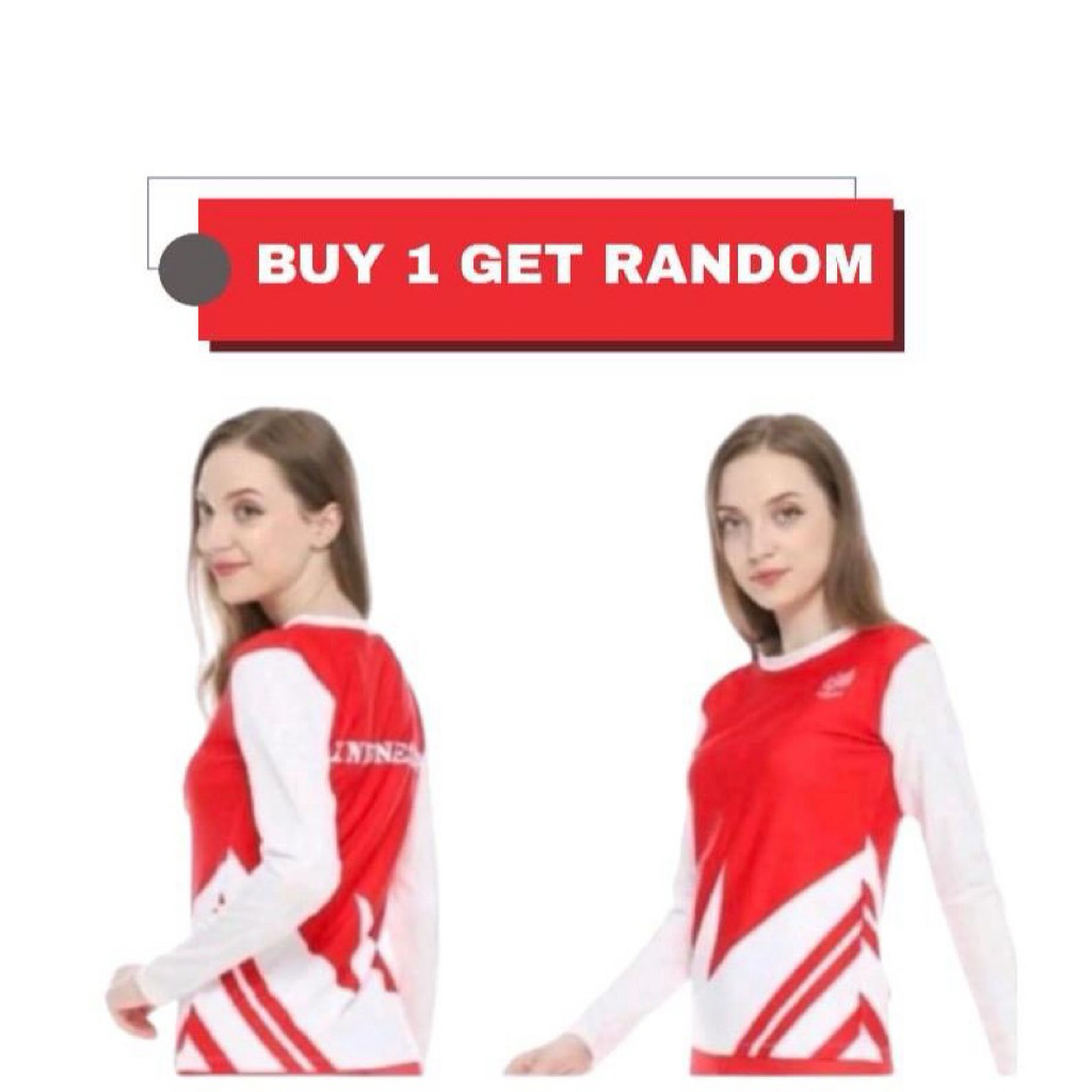 Kaos Olahraga Senam Lengan Panjang Merah Putih Sport