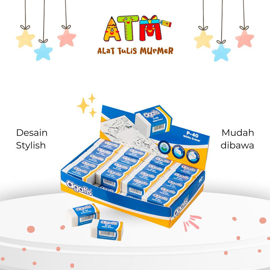 

eraser/penghapus/stip agatis eco white 40s (1 pak 40 pcs)