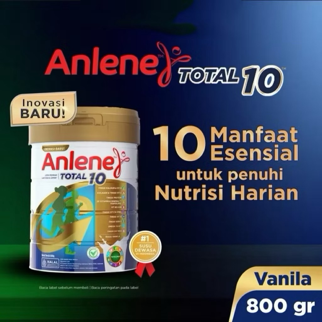 

EXP 2026 TERMURAH Anlene Total 10 Susu Bubuk Nutrisi Dewasa Vanila 400gr/800gr