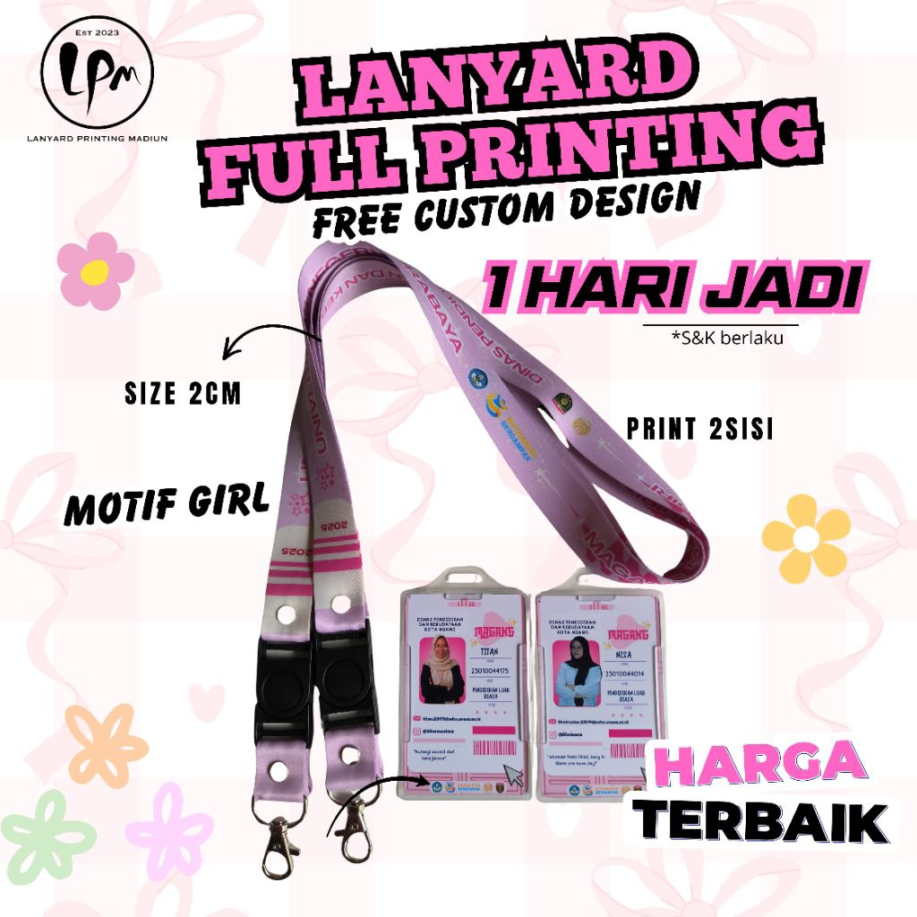 

(SATU HARI JADI) LANYARD 2SISI + ID CARD+FRAME / MOTIF CEWEK /MOTIF COWOK