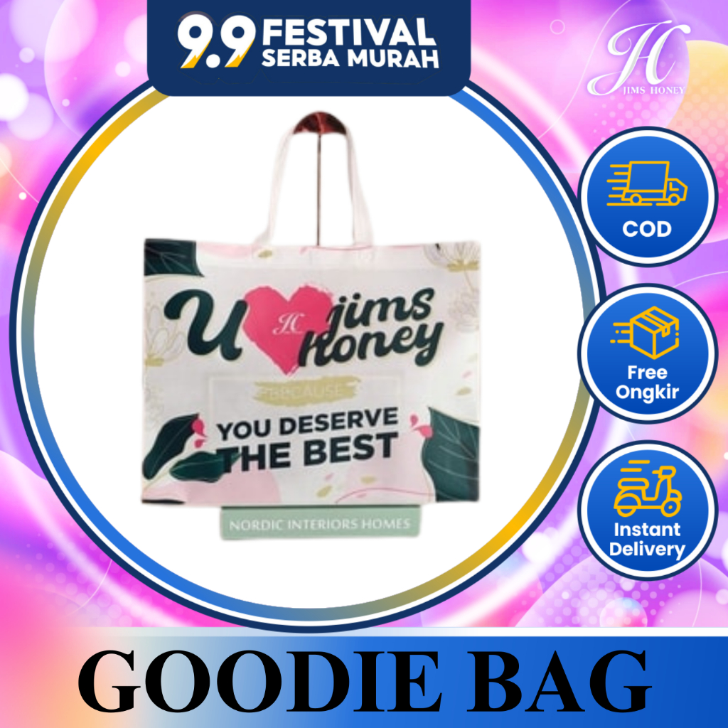 

JIMS HONEY GOODIE BAG BESAR PINK tas belanja shopping bag go green murah kuat bahan spunbond