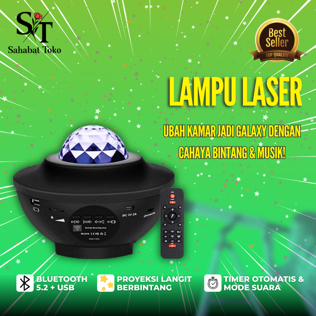 Lampu Tidur Aesthetic Proyektor Aurora Dengan Speaker Langit Malam Bulan Bintang Galaxy Planet Nebul