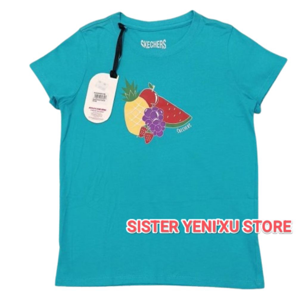 Kaos Anak Skechers Fruit Girls T-Shirt BLUE (Size M,L,XL) ORIGINAL STORE 100%