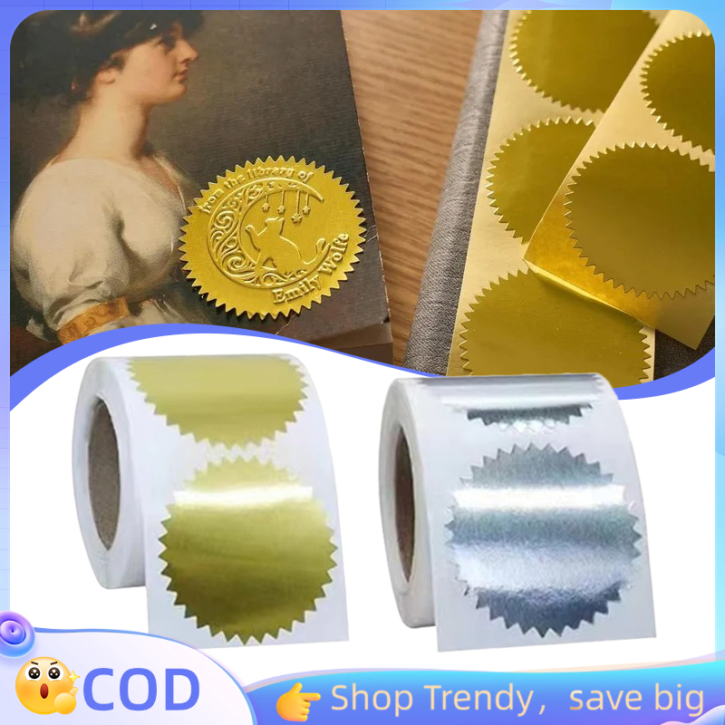 

250pcs Sticker Logo Emboss Emas Perak 250pcs Seal Stamp untuk Sertifikat Stempel Dekorasi dengan Teknik Emboss