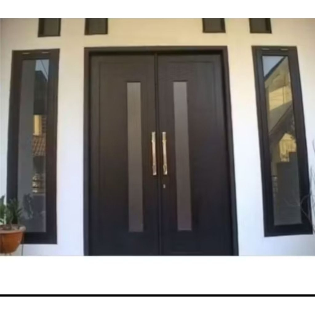 PINTU UTAMA SPANDREL+KUSEN ALUMINIUM 4" full set DUA DAUN JENDELA KANAN DAN KIRI T170xL45 BISA COSTU