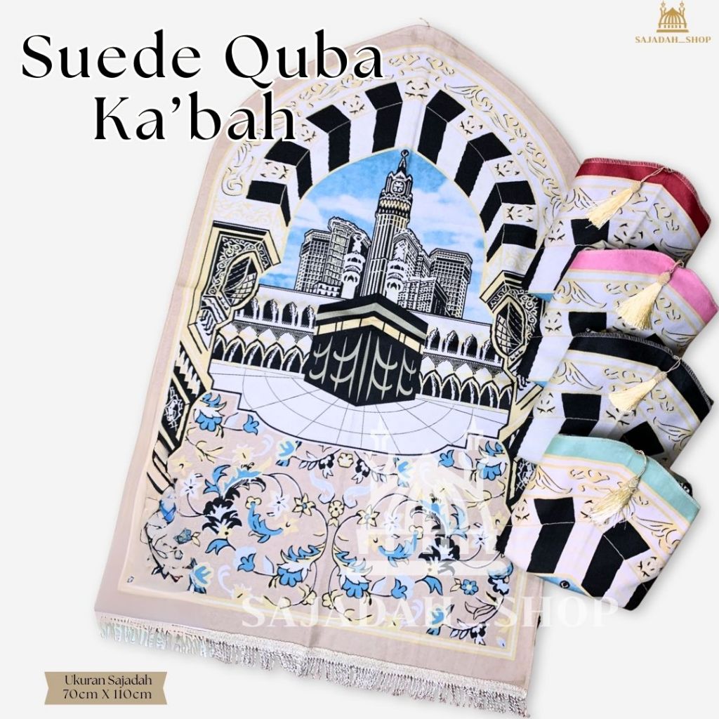Sajadah Quba Suede Rumbai Kabah Ukuran Besar Motif Flower